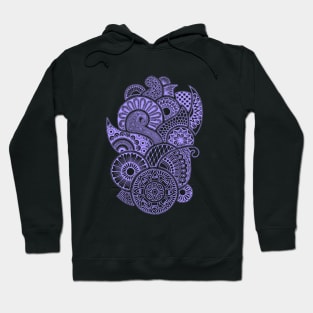 Abstract Mandala design (light purple on black) Hoodie